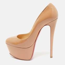 Christian Louboutin Beige Patent Leather Victoria Pumps Size 38.5