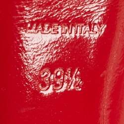 Pre Owned Christian Louboutin Black Patent Leather Lady Peep Sling Pumps Size 39.5