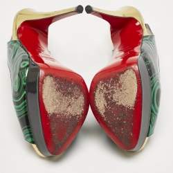 Pre Owned حذاء كعب عالي كريستيان لوبوتان جلد لامع متعدد الألوان حزام خلفي ليدي مقاس 39.5