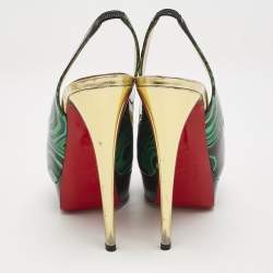 Pre Owned حذاء كعب عالي كريستيان لوبوتان جلد لامع متعدد الألوان حزام خلفي ليدي مقاس 39.5