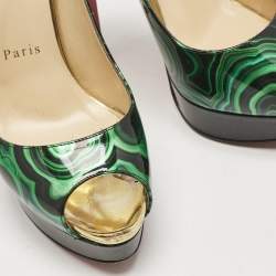 Pre Owned حذاء كعب عالي كريستيان لوبوتان جلد لامع متعدد الألوان حزام خلفي ليدي مقاس 39.5