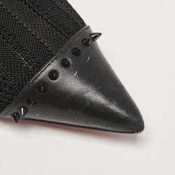 Christian Louboutin Black Knit Fabric and Leather Souricette Knee Length Boots 38