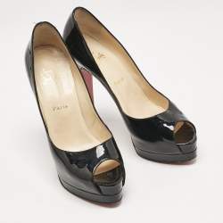Pre Owned Christian Louboutin Black Patent Leather Altadama Pumps Size 40.5