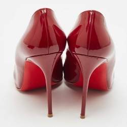 Pre Owned Christian Louboutin Burgundy Patent Leather Pointed Toe Pumps Size 39.5