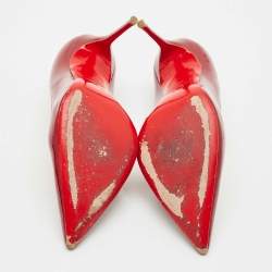 Pre Owned Christian Louboutin Burgundy Patent Leather Pointed Toe Pumps Size 39.5