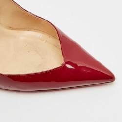 Pre Owned Christian Louboutin Burgundy Patent Leather Pointed Toe Pumps Size 39.5