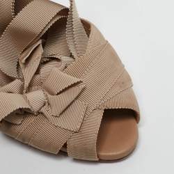 Christian Louboutin Beige Grosgrain and Leather Christeriva Sandals Size 36.5