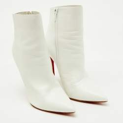 Christian Louboutin White Leather So Kate Ankle Length Boots Size 35.5