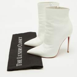 Christian Louboutin White Leather So Kate Ankle Length Boots Size 35.5