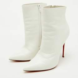 Christian Louboutin White Leather So Kate Ankle Length Boots Size 35.5