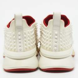 Pre Owned Christian Louboutin White Fabric donna High Top Sneakers Size 41