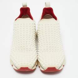 Pre Owned Christian Louboutin White Fabric donna High Top Sneakers Size 41