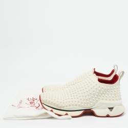 Pre Owned Christian Louboutin White Fabric donna High Top Sneakers Size 41