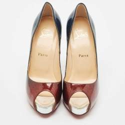 Christian Louboutin Blue/Red Ombre Patent Leather New Very Prive Pumps Size 37.5