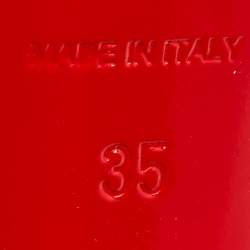 Pre Owned Christian Louboutin Dark Teal Green Patent Leather Bianca Platform Pumps Size 35