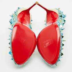 Pre Owned Christian Louboutin Multicolor Crystals and Suede Tibur Pumps Size 38              
