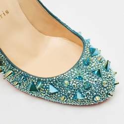 Pre Owned Christian Louboutin Multicolor Crystals and Suede Tibur Pumps Size 38              