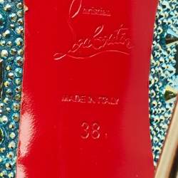 Pre Owned Christian Louboutin Multicolor Crystals and Suede Tibur Pumps Size 38              