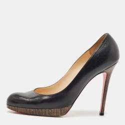 Pre Owned Christian Louboutin Black Leather Neofilo Platform Pumps Size 40