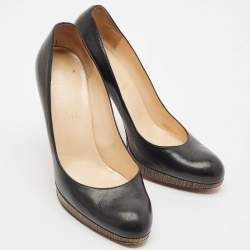 Pre Owned Christian Louboutin Black Leather Neofilo Platform Pumps Size 40