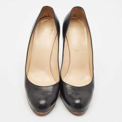 Pre Owned Christian Louboutin Black Leather Neofilo Platform Pumps Size 40