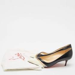 Christian Louboutin Black/Cream Patent Leather and PVC 17th floor Pumps Size 41