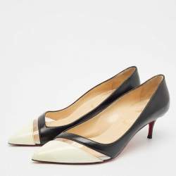 Christian Louboutin Black/Cream Patent Leather and PVC 17th floor Pumps Size 41