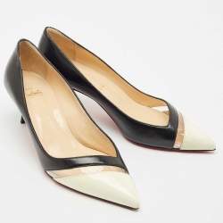 Christian Louboutin Black/Cream Patent Leather and PVC 17th floor Pumps Size 41