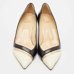 Christian Louboutin Black/Cream Patent Leather and PVC 17th floor Pumps Size 41