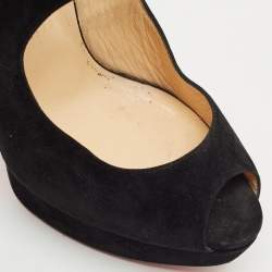 Christian Louboutin Black Suede Marlenalta Platform Sandals Size 41