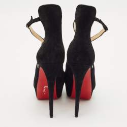 Christian Louboutin Black Suede Marlenalta Platform Sandals Size 41