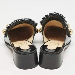 Christian Louboutin Black Patent Leather Octavian Mules Sandals Size 38