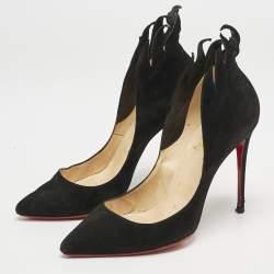 Christian Louboutin Black Suede Victorina Flame Pumps Size 36.5