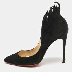 Christian Louboutin Black Suede Victorina Flame Pumps Size 36.5