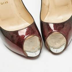 Christian Louboutin Ombre Blue/Red Glitter Patent Leather New Very Prive Pumps Size 37.5