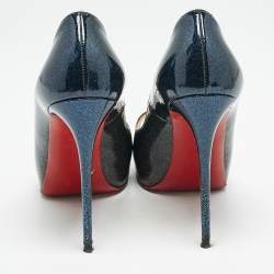Christian Louboutin Ombre Blue/Red Glitter Patent Leather New Very Prive Pumps Size 37.5