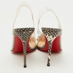Christian Louboutin Black Patent Leather and PVC Epoca Slingback Pumps Size 37.5