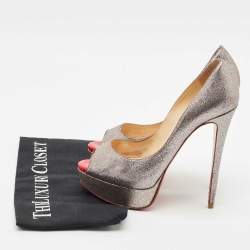 Pre Owned Christian Louboutin Multicolor Glitter Very Prive Peep Toe Pumps Size 37.5