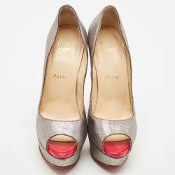 Pre Owned Christian Louboutin Multicolor Glitter Very Prive Peep Toe Pumps Size 37.5