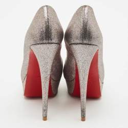 Pre Owned Christian Louboutin Multicolor Glitter Very Prive Peep Toe Pumps Size 37.5