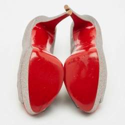 Pre Owned Christian Louboutin Multicolor Glitter Very Prive Peep Toe Pumps Size 37.5