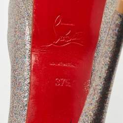 Pre Owned Christian Louboutin Multicolor Glitter Very Prive Peep Toe Pumps Size 37.5