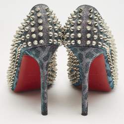 Christian Louboutin Multicolor Metallic Lurex Fabric Yolanda Spikes Peep Toe Pumps Size 38.5