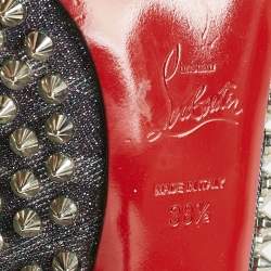 Christian Louboutin Multicolor Metallic Lurex Fabric Yolanda Spikes Peep Toe Pumps Size 38.5