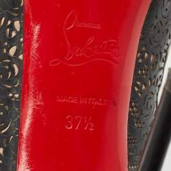 Christian Louboutin Two Tone Laser Cut Lace Patent And Leather Veramucha Peep Toe Pumps Size 37.5
