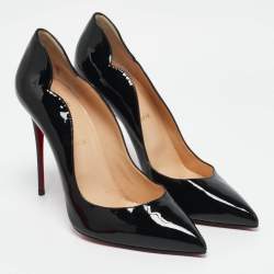 Pre Owned Christian Louboutin Black Patent Leather Hot Chick Pointed Toe Pumps Size 41