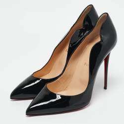 Pre Owned Christian Louboutin Black Patent Leather Hot Chick Pointed Toe Pumps Size 41