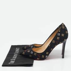 مملوكة مسبقًا حذاء كعب عالي كريستيان لوبوتان بيجالي لوبي إن ذا سكاي قماش جاكار أسود مقاس 39.5