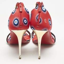Christian Louboutin Red Satin Konstantinella Ankle Strap Sandals Size 40