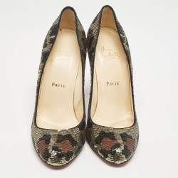 Christian Louboutin Multicolor Camo Sequins Ron Ron Pumps Size 39.5